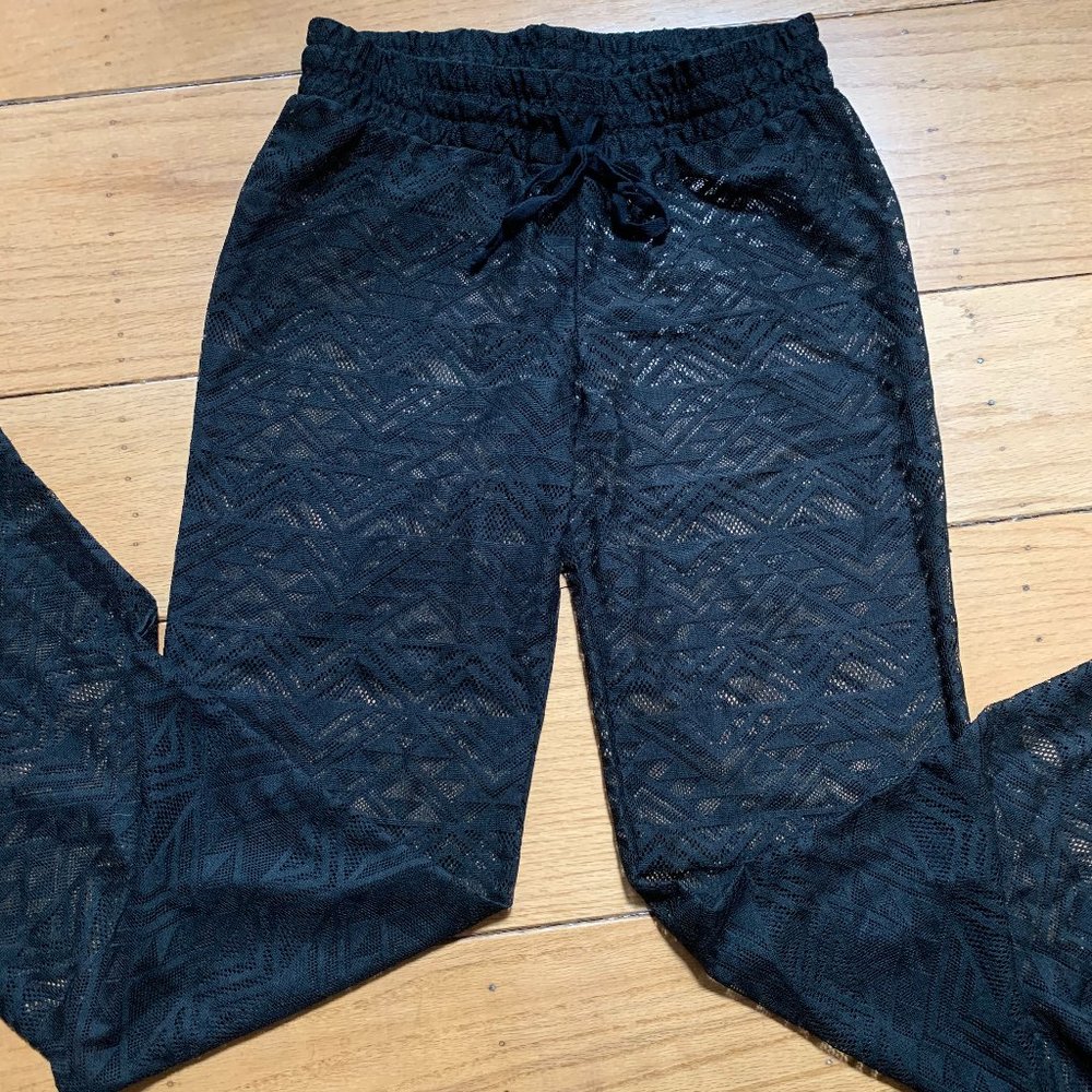 Miken Black Lace Beach Pant Cover Ups Resort Swim Pool Vacation Medium